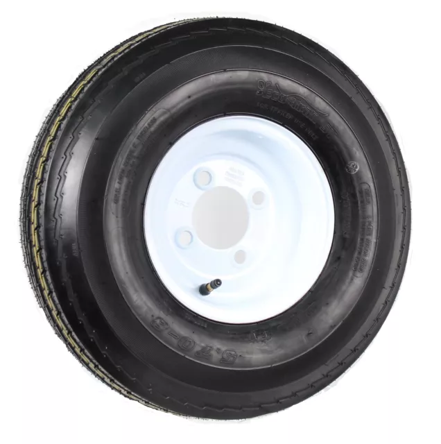 Trailer Tire On Rim 5.70-8 570-8 5.70 X 8 8 in. LRB 4 Lug Hole Bolt Wheel White