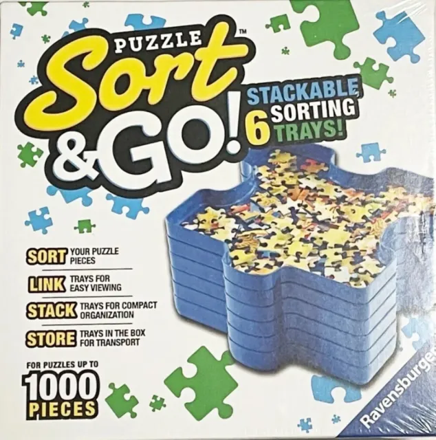 Ravensburger Puzzle Sort & Go Stackable Sorting Trays Store Up to 1,000 Pcs  Used