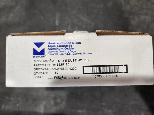 Mercer 5925120 5" x 5 Dust Holes-120 GRIT, Box of 50