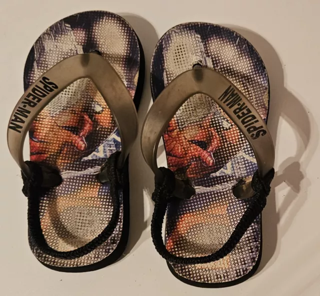 Boy's Kid's Spider-Man Thongs Flip Flops Size 8 Junior 26-27