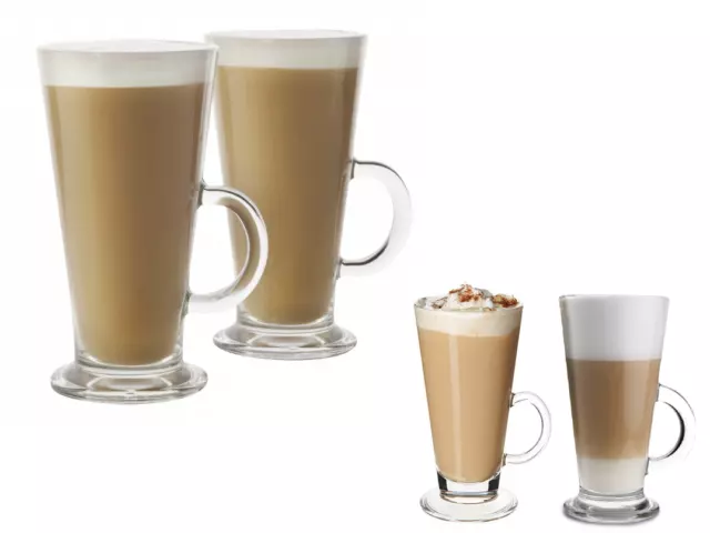 2pc Coffee Latte Glasses Mugs Cup Hot Drink Tea Cappuccino Glass Gift Box 250ml