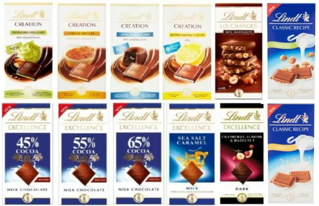 Lindt Les Grandes Creation Excellence Chocolate Bars for sharing with Everybody