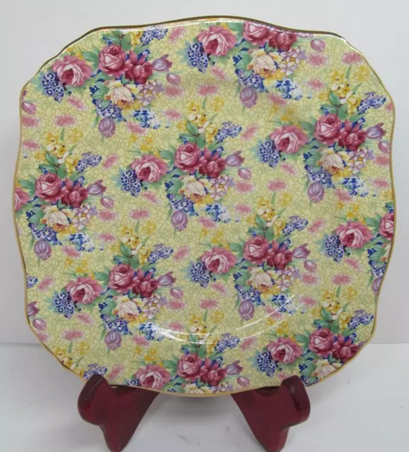 Royal Winton Grimwades Welbeck Vintage 1995 Chintz 8" Square Salad Plate