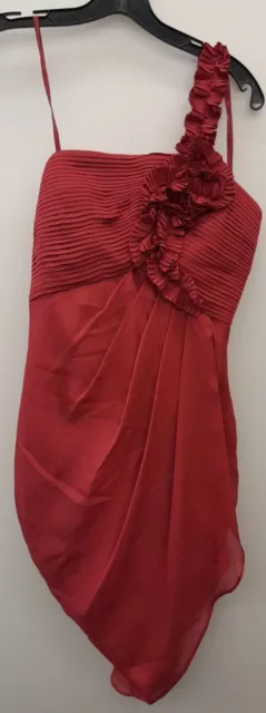 BCBGMAXAZRIA Women's One Shoulder Draped Pleat Red Size 6 Dress