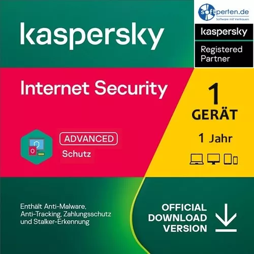 Kaspersky Internet Security 2024, 1/2/3/5/10 Geräte - 1 oder 2 Jahre, Download