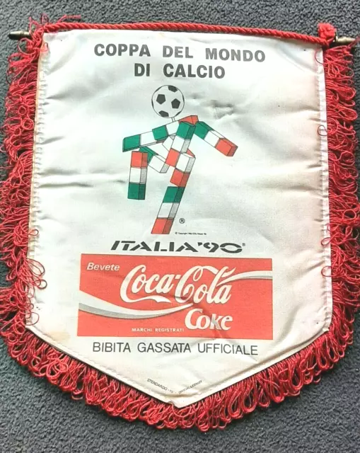 Coca Cola Italy Italia 90 World Cup Shop Advertising Sign Silk Material Flag