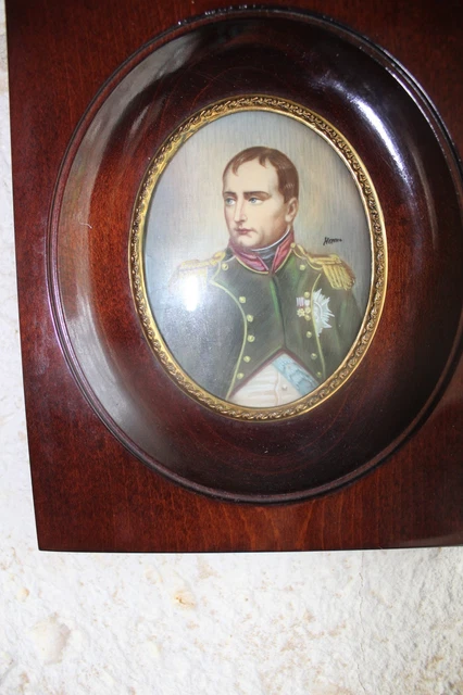 Broche Miniature Ancienne - Portrait Peint De L'Aiglon (Duc De Reichstadt) - Signée EL - Laiton Et Peinture