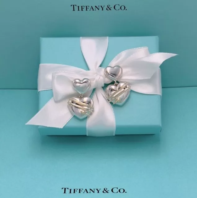 Tiffany & Co. Cupid Arrow Hearts Drop Dangle Earrings Silver & 18k Yellow Gold