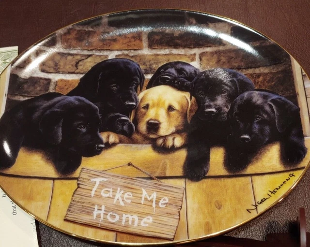 Take Me Home COA Dogs Labs Labrador Puppies Franklin Mint Nigel Hemming