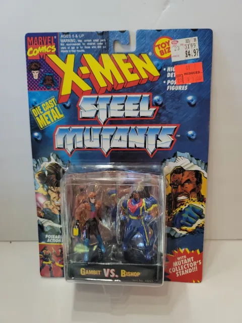 1994 Toy Biz Marvel X-Men Steel Mutants Die-Cast Gambit vs Bishop NIP NOS MOC