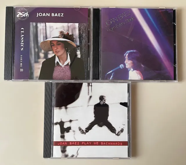 3 Joan Baez CDs: "Classics", "Play Me Backwards", "From Every Stage (2-CD Set)"