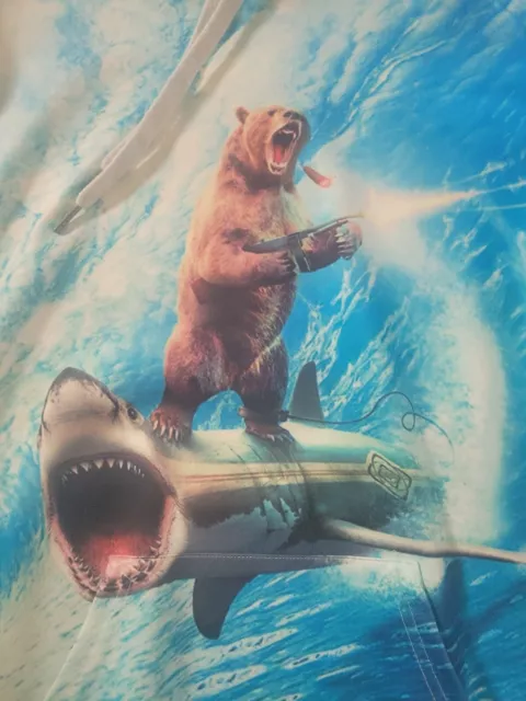 Bear Riding Shark Shirt,  Retro Funny Unisex Hoody L/Xl 2