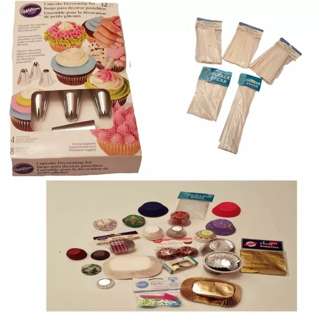 Cake Decorating Tips Cupcake Liners Paper Foil Lollipop Sticks