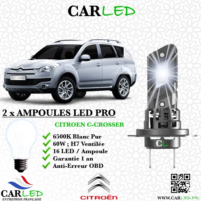 Kit 2 Ampoules LED H4 6000K 72W - Pour Phare Avant Citroën C15 - Blanc Froid 8000 Lumens - Neuf