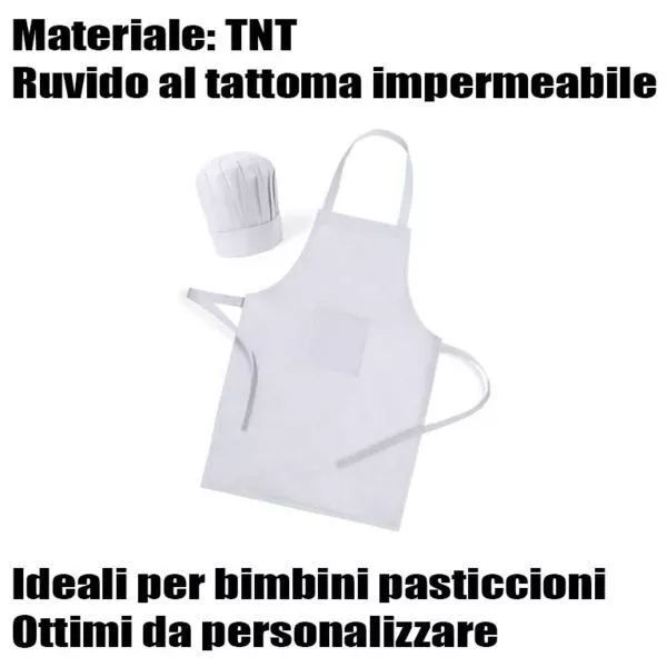 Grembiule da cucina con cappello cuoco chef in tnt per bambini bambino b 018E