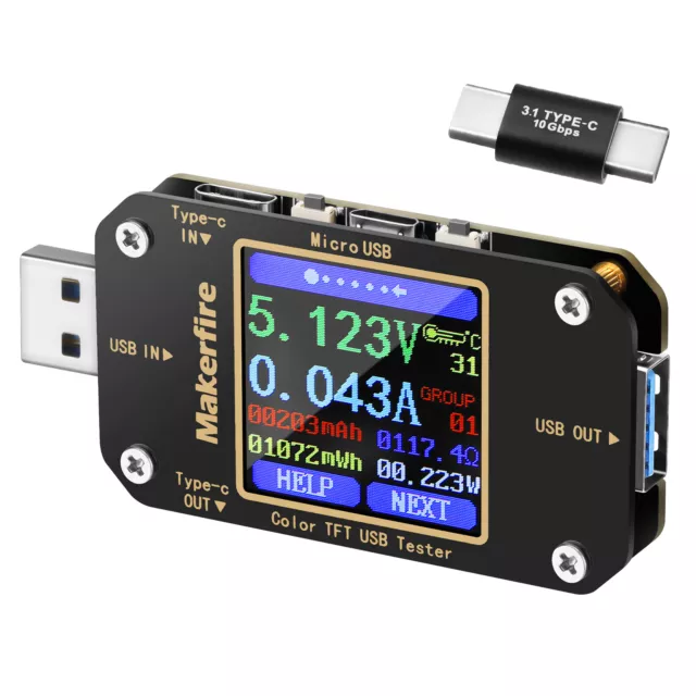 Type-C USB Tester Digital Voltmeter Amperemeter Volt Amp Bank Meter Multimeter