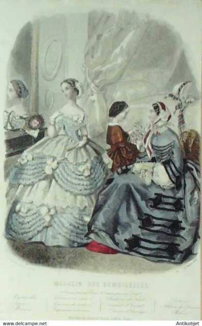 Gravure de mode Magasin des demoiselles 1858 n° 1