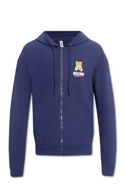 Moschino Teddy Logo Zipped Hoodie in Navy Size XXL RRP £285