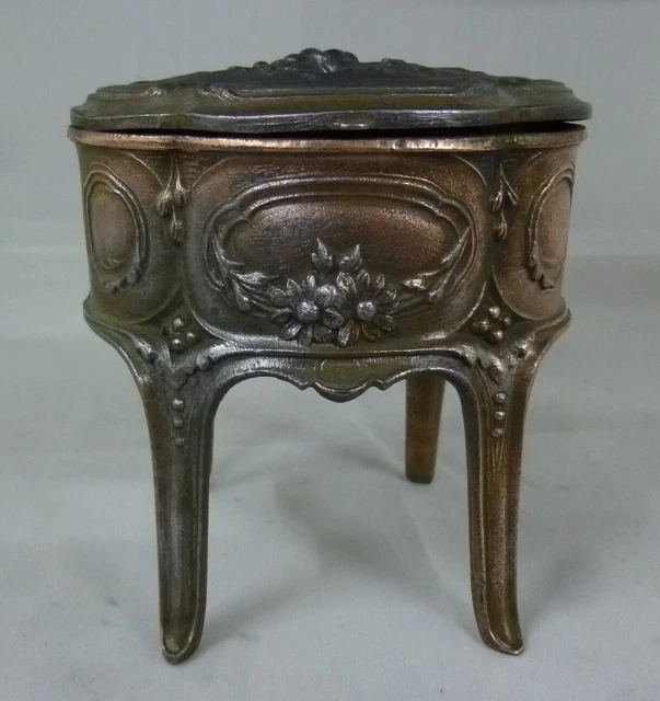Coffret à Bijoux Ancien En Régule Décor Champêtre - Vintage, Sans Marque