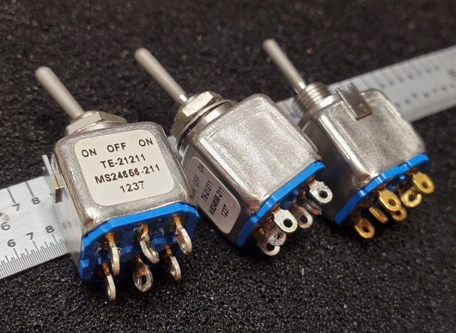 (1 PCS) TE-21211 MS24656-211 DPDT ON-OFF-ON Switch Toggles Like CaChunk CaChunk