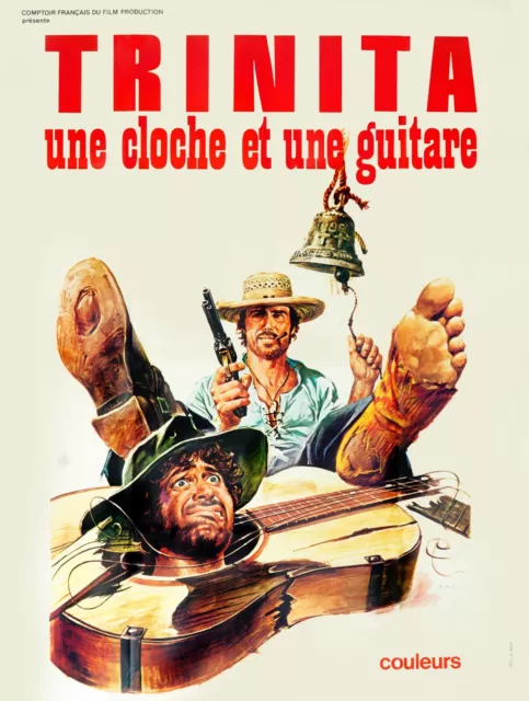 TRINITA UNE CLOCHE ET UNE GUITARE, REPRO AFFICHE SUR TOILE 340g (60X80),HQ
