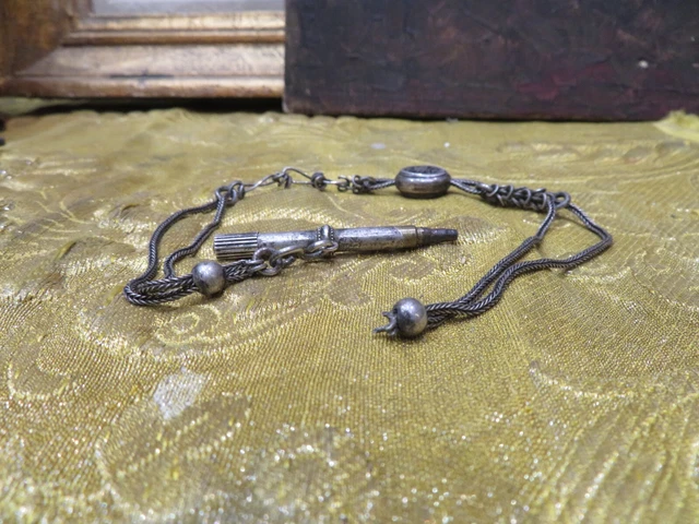 Chaîne De Montre De Poche (gousset) Ancienne En Argent 800 – Bel état