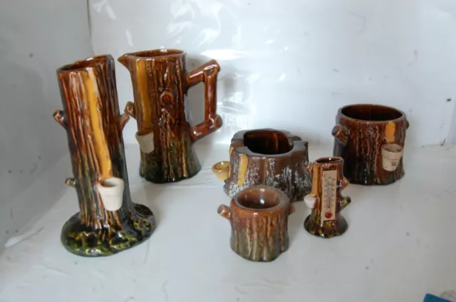 beau lot de 6 articles en faience imitation bois