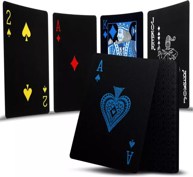 ✅3 Schwarze Spielkarten✅ Pokerkarten laminierte Plastikspielkarten Zauberkarten✅ 2