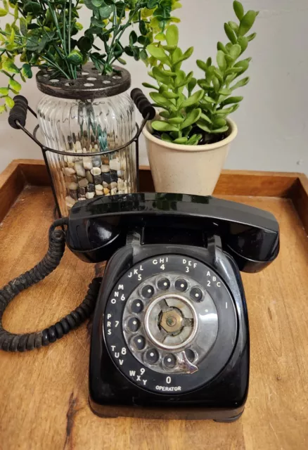 Vintage Automatic Electric Black Rotary Desk Phone North Lake ILL. USA Untested