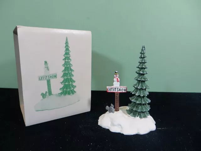 Dept 56 Village Accessory Let it Snow Snowman Sign 52594 Christmas Tree Retired