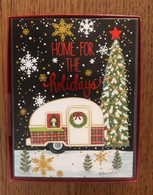12 CHRISTMAS Leanin Tree Cards Box Set, TINY HOME, RV, CAMPER DECORATED BY TREE