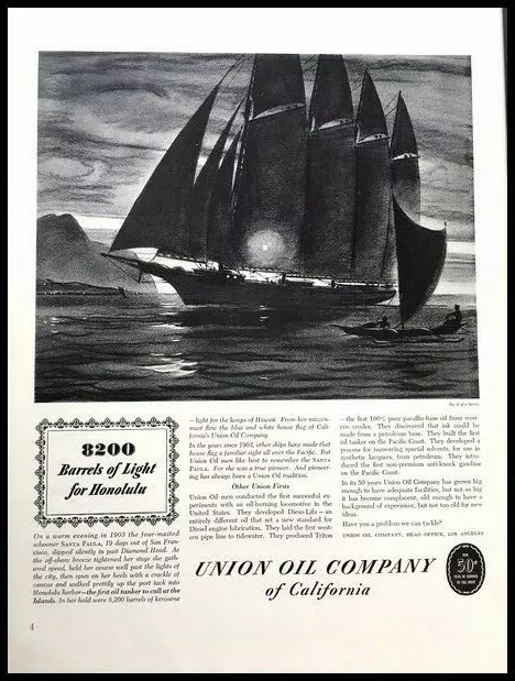 1940 1903 Santa Paula Oil Ship Honolulu Advertisement Print Art Ad Poster LG89