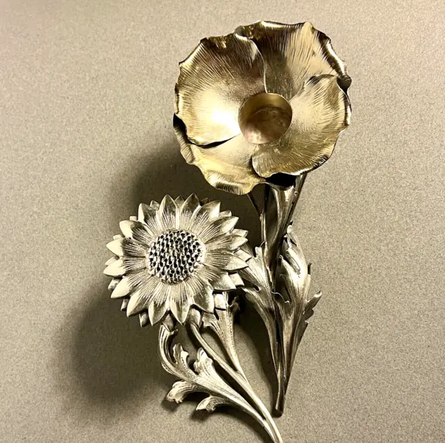 beautiful BUCCELLATI STERLING SILVER POPPY FLOWER CANDLE HOLDER AND SALT SHAKER
