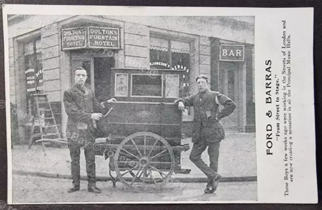 1900s Street Buskers Barrow Organ Boys -Music Hall Act Ford & Barras - postcard