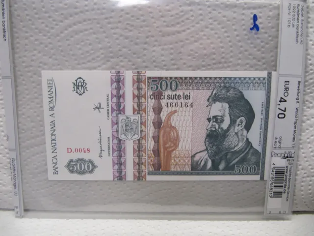 Rumänien .  500 Lei 1992  .  Geldschein , Banknote , bankfrisch (  2  )