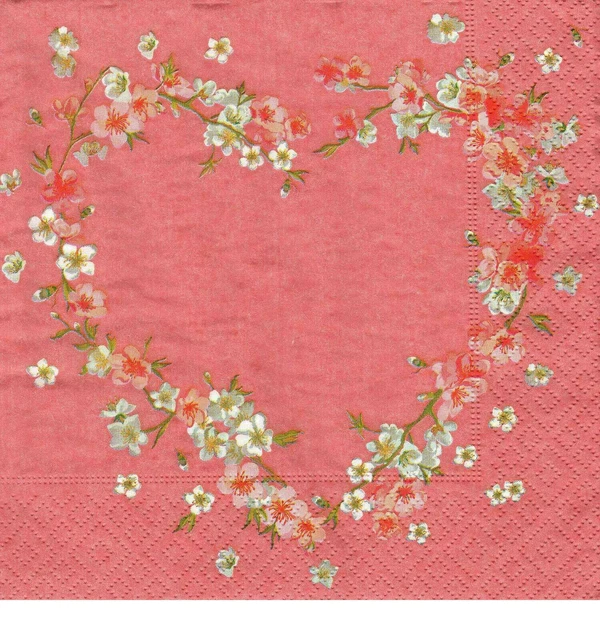 3 Servietten Liebe Herz aus kleinen Blumen auf rosa 💙
