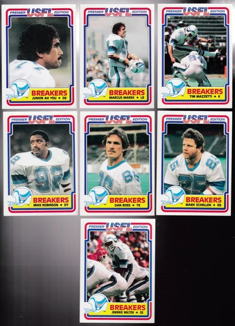 1984 Topps USFL Team Lot of 7 New Orleans BREAKERS NM+ ROSS WALTON MAZZETTI