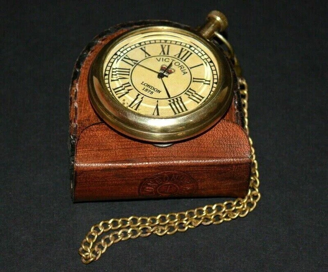 Montre De Poche Vintage Victoria 1875 En Laiton - Mouvement Quartz, 7 Rubis, Cadran Brun, Neuf