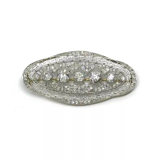 Early 20th Century French 925 Silver Millegrain Setting With 3.95CT CZ Brooch