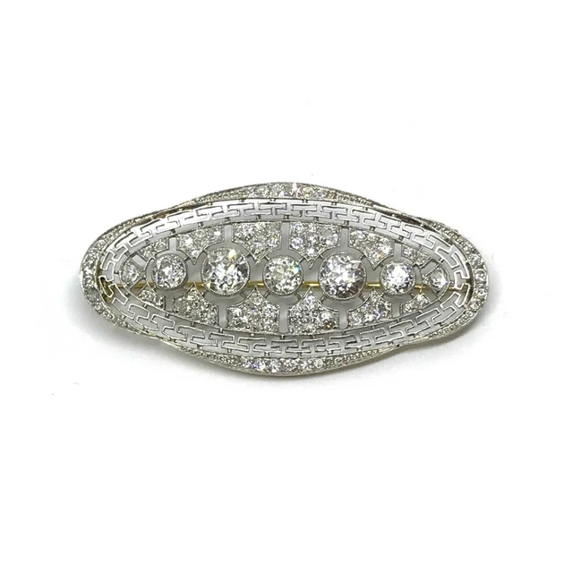 Early 20th Century French 925 Silver Millegrain Setting With 3.95CT CZ Brooch