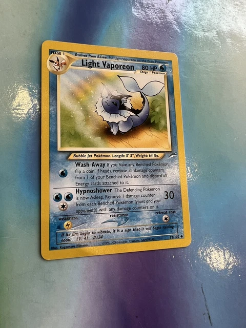 Light Vaporeon Neo Destiny 52/105 Pokemon Card WOTC