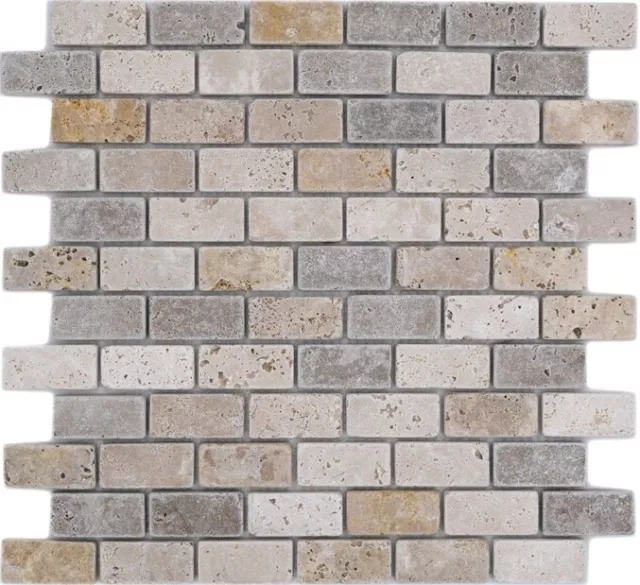 Travertino Mosaicos Terraza Suelo Piedra Natural Beige Braun Oro Marrón Ladrillo