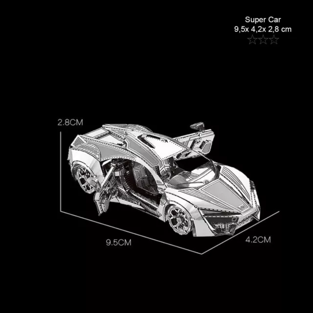 Super Car - 3D Laser Metall Puzzle, Miniatur Modellbau, Bausatz  Hypersport Auto