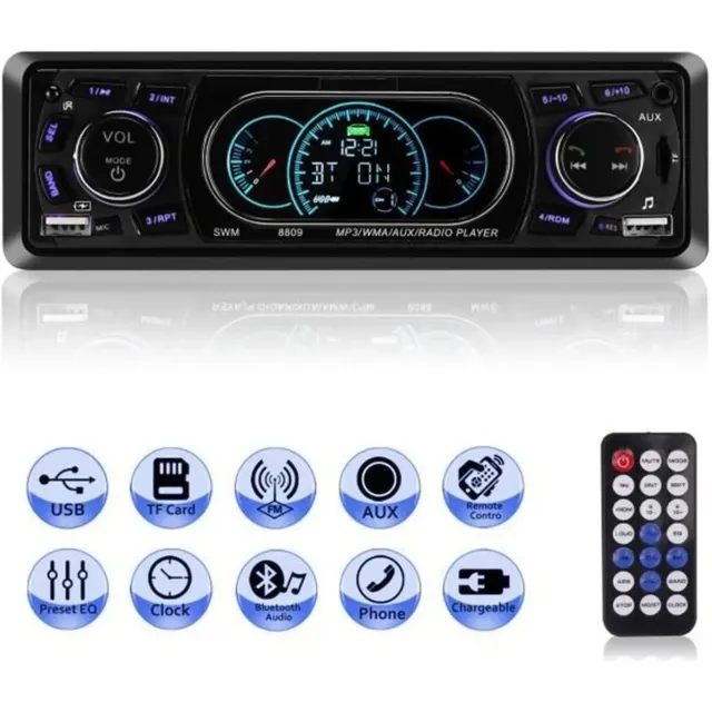 Autoradio Bluetooth Stéréo Vintage Lecteur Ancien mp3 USB AUX Audio Voiture Noir 2