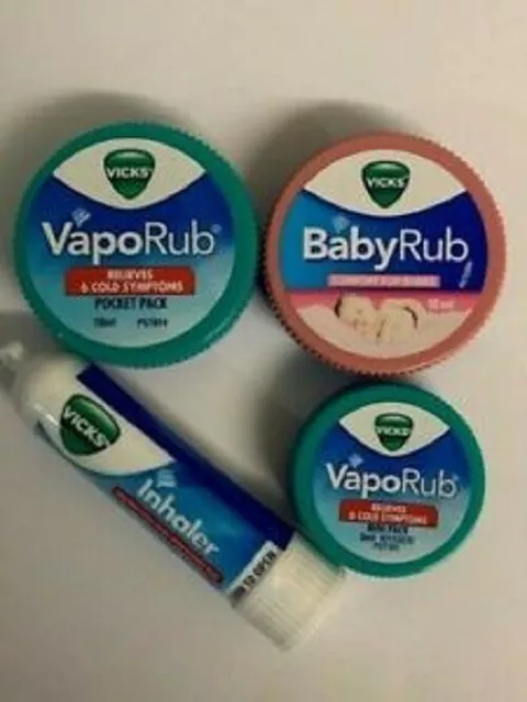 Vicks VapoRub Vapour Rub Congestion Cold Headache Relief Eucalyptus Baby Inhaler