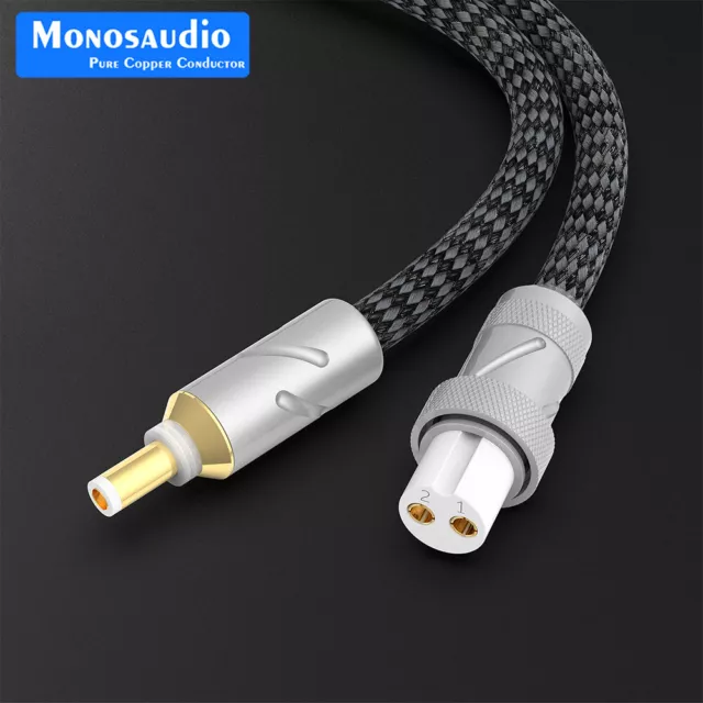 HiFi 0.8mm Pure Silver OFC DC Power Cable Gold-Plated DC 2.1mm to GX16 2Pin Plug
