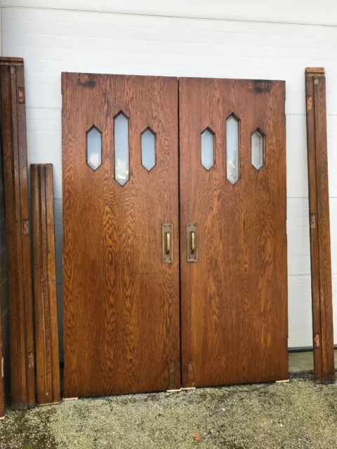 Bova 2 Pair Antique Beveled Glass Oak Double Doors 5’ x 82.75 With Jamb