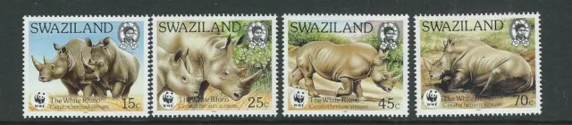 SWAZILAND 1987 WWF RHINOCÉROS BLANC lot de 4 (Sc 519-22) VF MNH