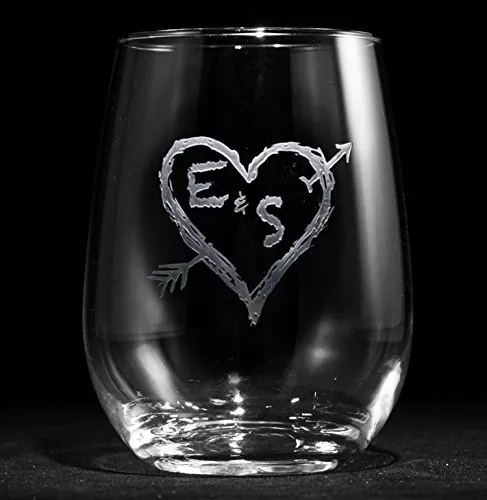 Engraved Stemless Wine Glasses, Etched Wine Lover Gift Ideas, SET OF 4 (m53less)