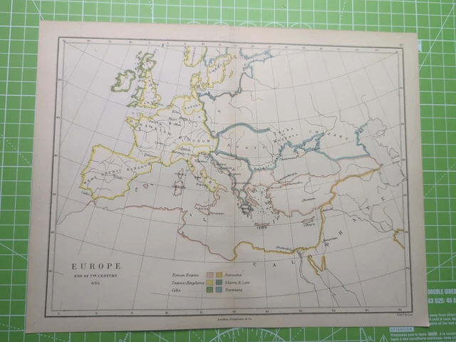 1882 Europe End Of 7th Seventh Century 695 Map - Weller